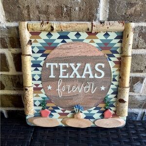 Rustic 'Texas Forever' Wall Art with Natural Wood Frame
